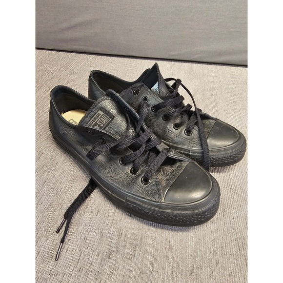 Converse Other - Converse All Star Leather Low Top Sneakers Black Mens 6 Womens 8